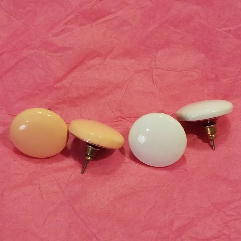 Vintage pastel stud post dome earring lot